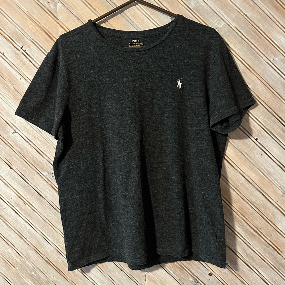 Polo Ralph Lauren Charcoal Grey Embroidered Logo Tee T Shirt Top